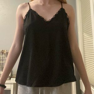 Abercrombie and Fitch black tank with lace detail